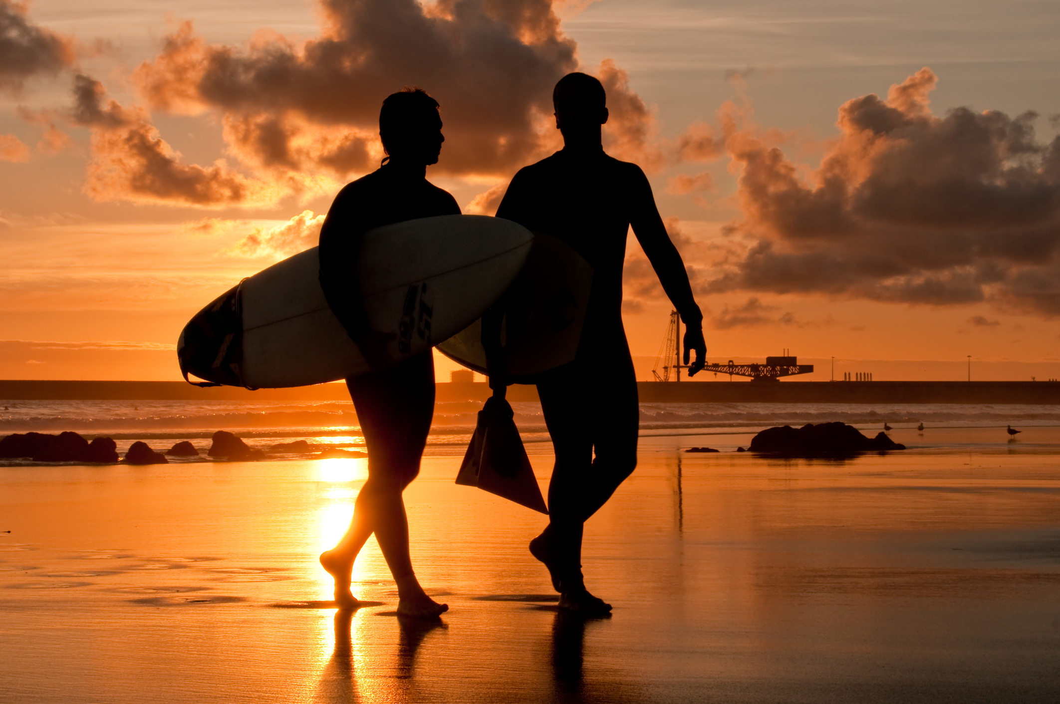 Surfers-at-Sunset-in-Matosinhos